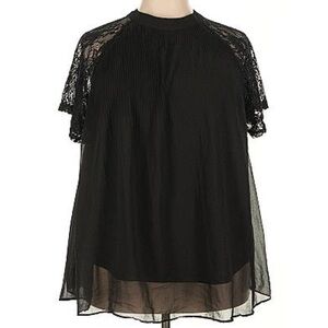 City Chic Black Lace Sleeve Sheer Tunic Top